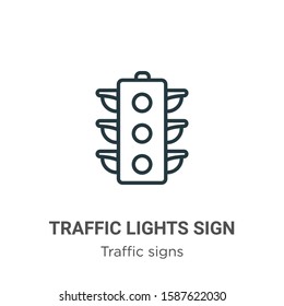 Traffic lights sign outline vector icon. Thin line black traffic lights sign icon, flat vector simple element illustration from editable traffic signs concept isolated on white background