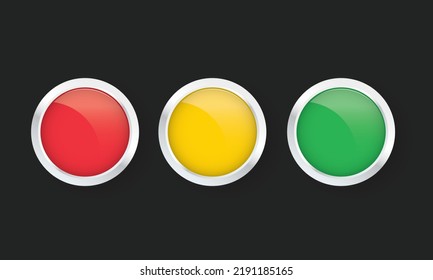 Traffic lights with silver frames isolated on white background