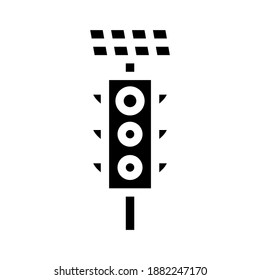traffic lights with solar panel glyph icon vector. traffic lights with solar panel sign. isolated contour symbol black illustration