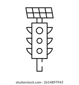 traffic lights with solar panel line icon vector. traffic lights with solar panel sign. isolated contour symbol black illustration