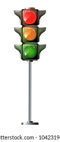 Traffic lights - toy isolated on white background.