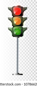 Traffic lights - toy isolated on white background.