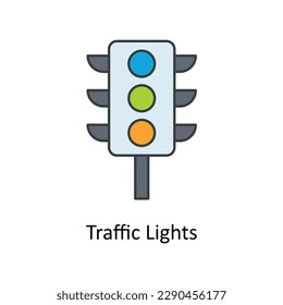 Traffic Lights Vector   Fill outline Icons. Simple stock illustration stock