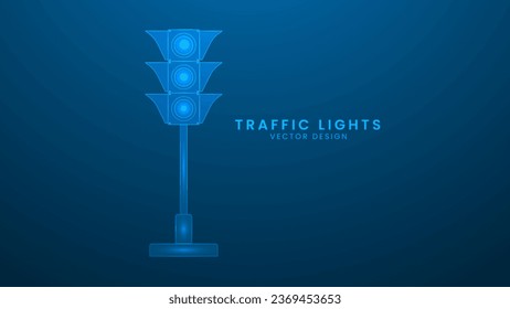 Traffic lights. Vector illustration with light effect and neon