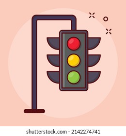 traffic lights Vector illustration on a transparent background.Premium quality symmbols. vector line flat  icon for concept and graphic design.