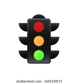 TRAFFIC LIGHTS VECTOR ILLUSTRATION WITH RED YELLOW GREEN LIGHT