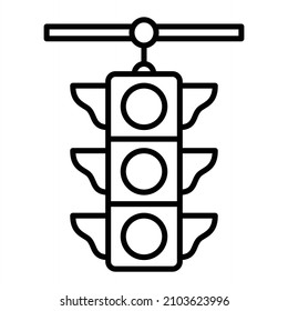 Traffic Lights Vector Outline Icon Isolated On White Background
