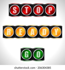 Traffic lights with warning signs and instructions