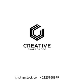 Traffic line with chart symbol and letter G. Best for Investment industry, finance, initial, letter logo, bank, transportation, etc