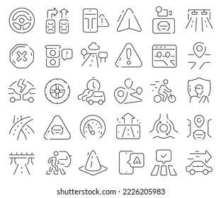 Traffic line icons collection. Thin outline icons pack. Vector illustration eps10