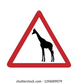 Traffic mark caution giraffe on white bakground.