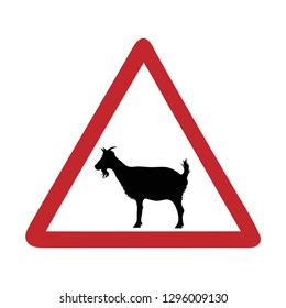 Traffic mark caution goat on white bakground.