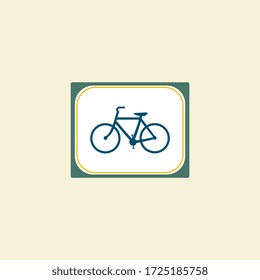  traffic metal plate sign isolated on white and green background
. bicycle symbol and icon indicating dedicated bicycle route or cycling lane