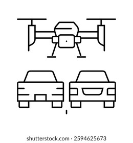 traffic monitoring drone line icon vector. traffic monitoring drone sign. isolated contour symbol black illustration