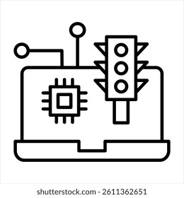 Traffic Monitoring Line Icon Vector Illustration