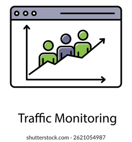 Traffic Monitoring Vector Icon Illustrating Real-Time Road Traffic Surveillance and Data Collection Systems