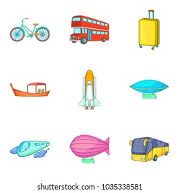 Traffic network icons set. Cartoon set of 9 traffic network vector icons for web isolated on white background