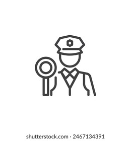 Traffic Officer line icon. linear style sign for mobile concept and web design. Traffic police officer outline vector icon. Symbol, logo illustration. Vector graphics