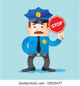 Policeman Stop Sign No Entry Stock Vector (royalty Free) 1332579806