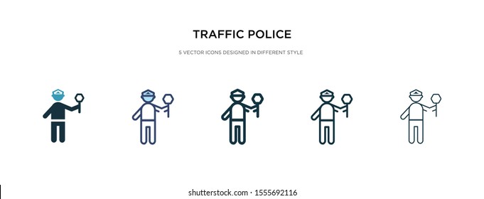 traffic police icon in different style vector illustration. two colored and black traffic police vector icons designed in filled, outline, line and stroke style can be used for web, mobile, ui