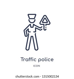 traffic police icon from people outline collection. Thin line traffic police icon isolated on white background.