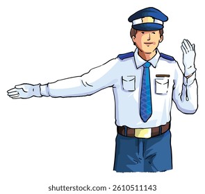 Traffic police making stop sign with hand