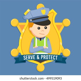 Traffic police officer in emblem 