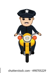 Traffic Police on Bike Vector Illustration