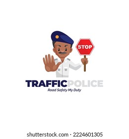 Traffic police road safety my duty vector mascot logo template.