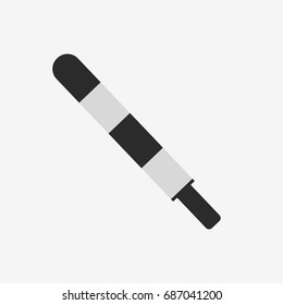 Traffic police stick. Black and white lines. Road traffic control equipment. Isolated on white. Flat vector stock illustration.