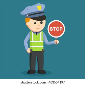 Traffic Police With Stop Sign