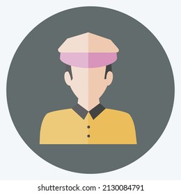 Traffic policeman Icon in trendy flat style isolated on soft blue background