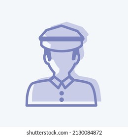 Traffic policeman Icon in trendy two tone style isolated on soft blue background