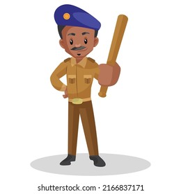 Traffic Policeman Showing Stick Vector Graphic Stock Vector (Royalty ...