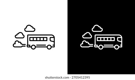 Traffic Pollution White Icon Set Design