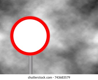 Traffic is prohibited sign isolated in sky background. Wrong way road sign prohibition icon illustration. Empty red road board for your text space and message. Vector illustration.
