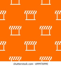 Traffic prohibition sign pattern repeat seamless in orange color for any design. Vector geometric illustration