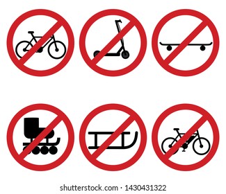Traffic prohibition sign for various sports