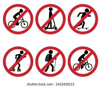 Traffic prohibition sign for various sports 