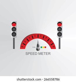 traffic red signal with speed meter 