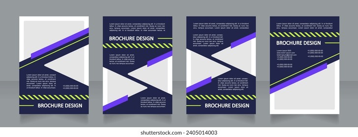 Traffic regulation dark blue and white blank brochure design. Template set with copy space for text. Premade corporate reports collection. Editable 4 paper pages