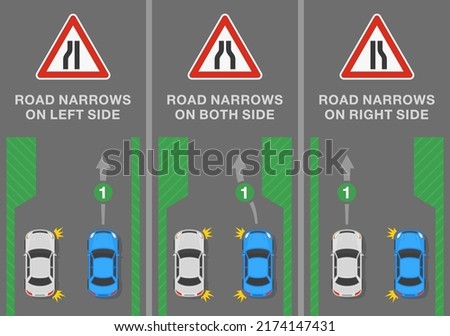 Traffic regulation tips and rules. Signs and road markings meaning. 