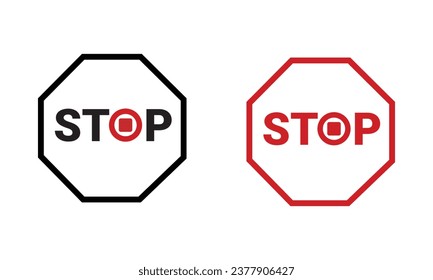 Símbolo de detención de advertencia de tráfico. Ilustración del vector