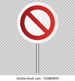 Traffic restricted vector realistic road sign isolated on transparent background. Illustration of traffic road and stop town symbol, warning and attention for city design