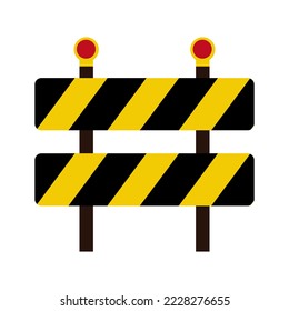 Traffic road barrier road closed. Yellow and black warning barrier. Vector illustration. EPS 10.