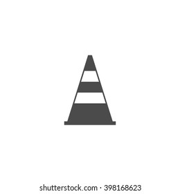 Traffic road cone. Vector icon grey
