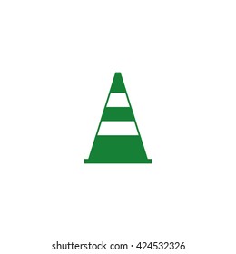 Traffic road cone. Vector icon green