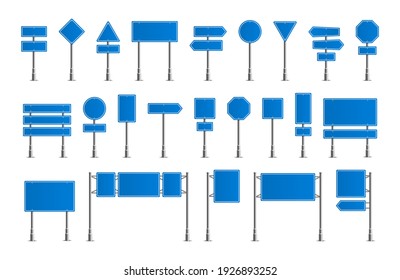 Traffic road realistic signs. Signage, warning sign stop danger caution speed highway, street board vector set. 