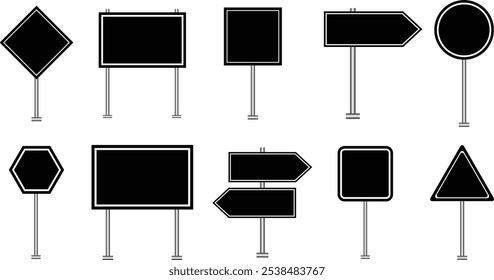 Traffic road realistic signs. Signage signal warning sign stop danger caution speed highway empty parking street board.vector eps10