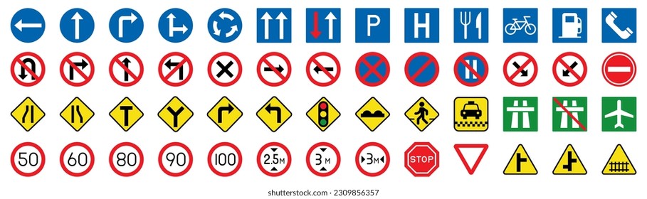 Traffic road sign collection. Set of traffic sign. Road sign collection